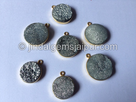 Gold Vermeil Silver Druzy Coin Pendant